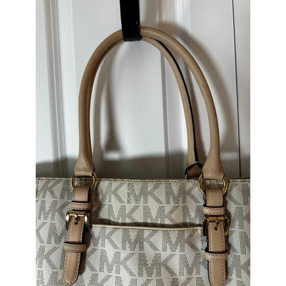 Women\'s Michael Kors White & Beige Monogram Tote Bag, One Size